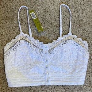 NWT Gianni Bini lace button up crop top
